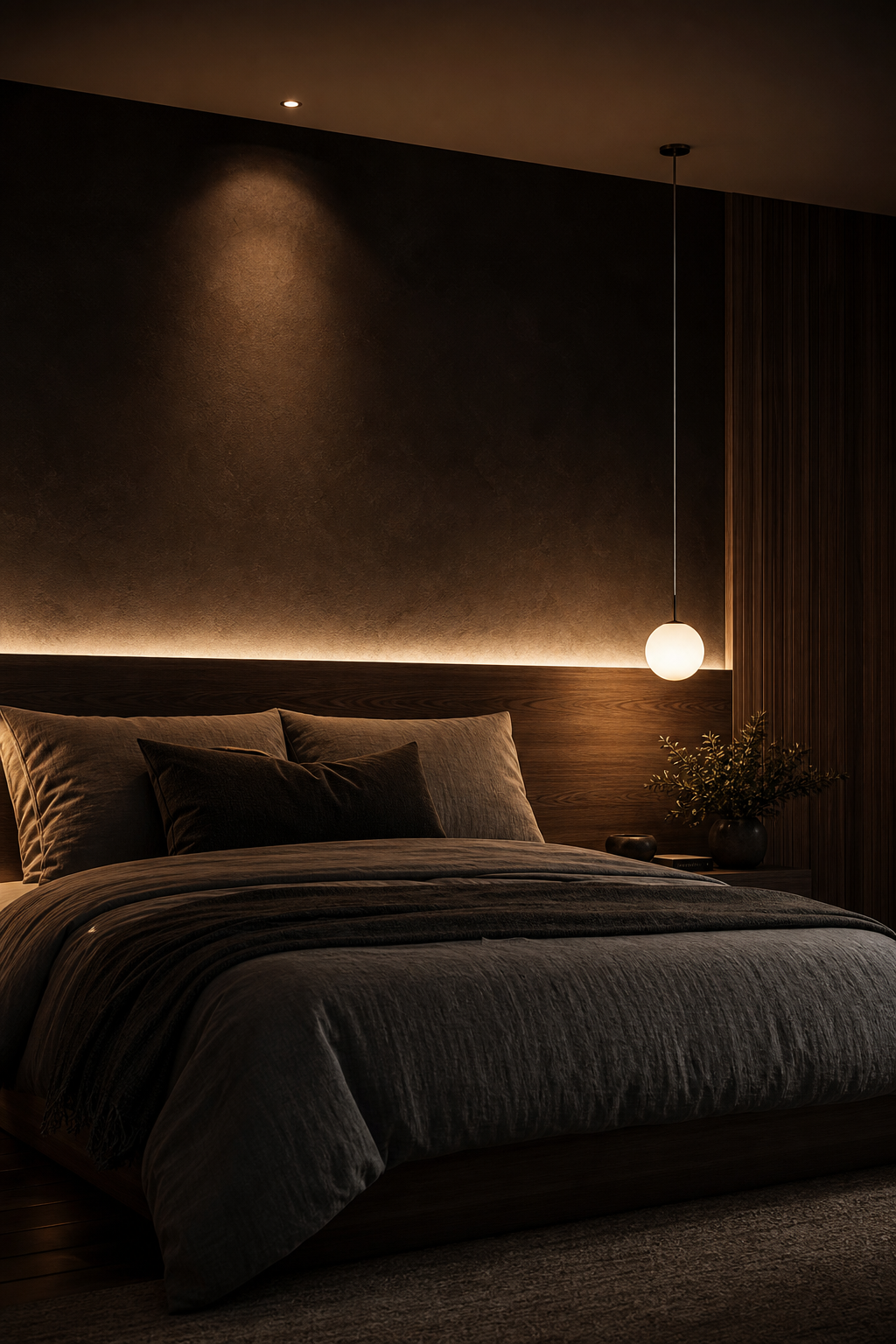 Bedroom warm lighting